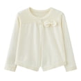 thumbnail image 1 of Girls Shrug Cardigan One-button Ruffle Open Front Cotton Knit Crop Jacket Toddler Fall Bolero Outerwear 18M-14Y (2 Years, White 04), 1 of 7