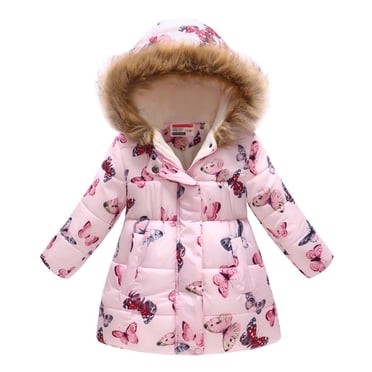 Zanarzt Toddler Coats for Boys Toddler Baby Kids Girls Winter Thick Warm Parkas Hooded Windproof Coat Outwear Jacket Pink,6-7 Years