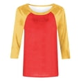 thumbnail image 4 of T-Shirts à Manches 3/4 pour Femmes - Blouse Ample Décontractée Style Baseball, T-Shirts pour Dames, Chandail Raglan Trois Quarts, T-Shirt à Blocs de Couleur à Col Ras du Cou, Hauts d'Été à Manches Courtes Style Casquette, Jaune TG, 4 of 7