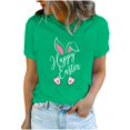 thumbnail image 2 of EGNMCR Chemise de Pâques pour Femmes Imprimé de Pâques T-shirt Col Rond Mode et Confortable Haut à Manches Courtes Col Rond/chemise T-Shirts pour Femmes, 2 of 7