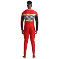thumbnail image 2 of iiniim Combinaison de Costume de Pilote de Course pour Homme à Carreaux Damier, Barboteuses, Tenue de Course Ligne d'Arrivée Rouge TG, 2 of 3
