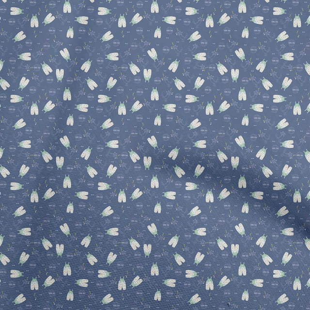 oneOone Rayon Medium Blue Fabric Kids Cloth Sewing Craft Projects Fabric Prints By Yard 56 Inch Wide
