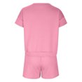 thumbnail image 5 of Mikilon Ensemble de Sport Confortable pour Femmes Couleur Unie Nouvelle Mode Décontractée Haut à Manches Longues et Shorts Ensemble de Haut/chemise à Col Rond Rose S, 5 of 5