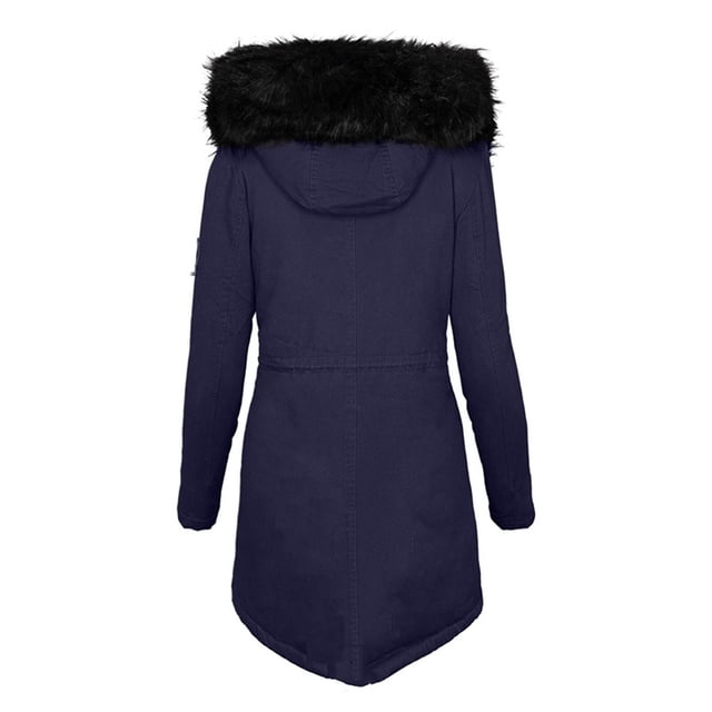WEIYLL Fleece Jacket Women Fashion Solid Color Plus Velvet Thick Slim Navy Cold Weather Tops Size M