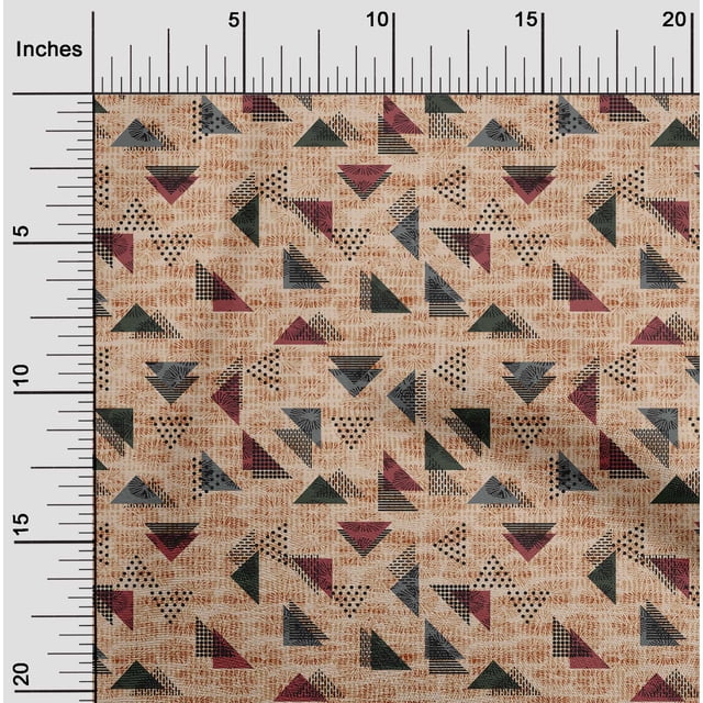 oneOone Rayon Mandys Pink Fabric Texture & Triangle Geometric Sewing Material Print Fabric By The Yard 56 Inch Wide