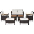 thumbnail image 3 of Costway 7PCS Patio Rattan Furniture Set Cushion Armrest Loveseat Ottoman Table, 3 of 9