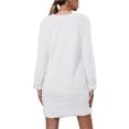 thumbnail image 3 of LUXUR Robe Chandail pour Femmes Chandail en Peluche Chandail à Manches Longues Mini Robes Ample en Molleton Blanc 2TG, 3 of 4