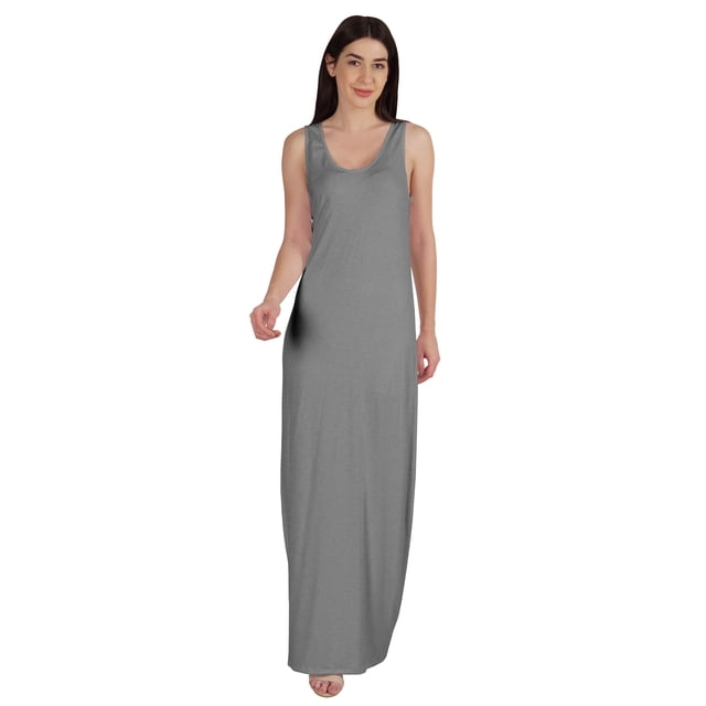 Inkmeso Basics Robe Longue Débardeur Sans Manches pour Femmes Décontractée d'Été de Tous les Jours en Jersey