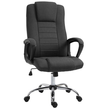 Vinsetto Chaise de Bureau à Dossier Haut, Hauteur Réglable, Chaise de Bureau avec Roulettes, Noir (Ensemble de 1)