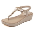 thumbnail image 5 of RKSTN Sandals for Women Ladies Sandals Rhinestone Buckle Style Wedge Heel Large Size Flip Flop Sandals Soft Comfortable Sandals, 5 of 5