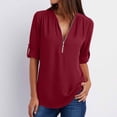 thumbnail image 2 of Women's Loose Chiffon Shirt - Long Sleeves, Zipper Detail, Plus Size Button Top, 2 of 4