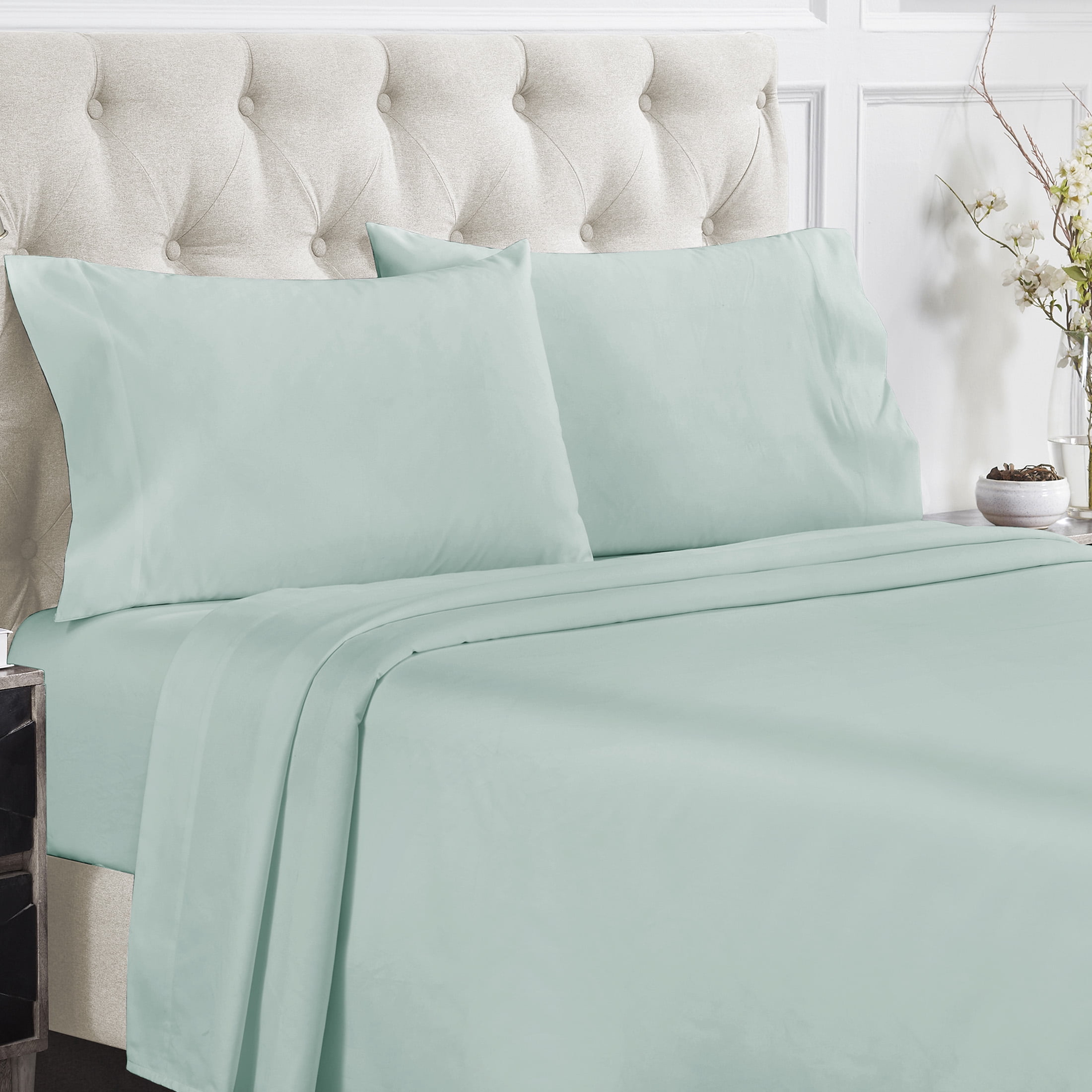 California Design Den Sheet Sets, Natural 100% Cotton Sheets, Soft Luxury 400 Thread Count Sateen Bedding Sheets Set, Deep Pocket Cooling Sheets