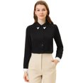 thumbnail image 1 of INSPIRE CHIC Chemisier Femme à Col Pointu Boutonné Manches Longues Bureau Décontracté Noir m, 1 of 4