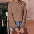 thumbnail image 2 of tarylea Hauts pour Femmes Col Rond Dentelle Manches Illets Chemises Manches Longues Décontracté Ample Quotidien Chandail, 2 of 7