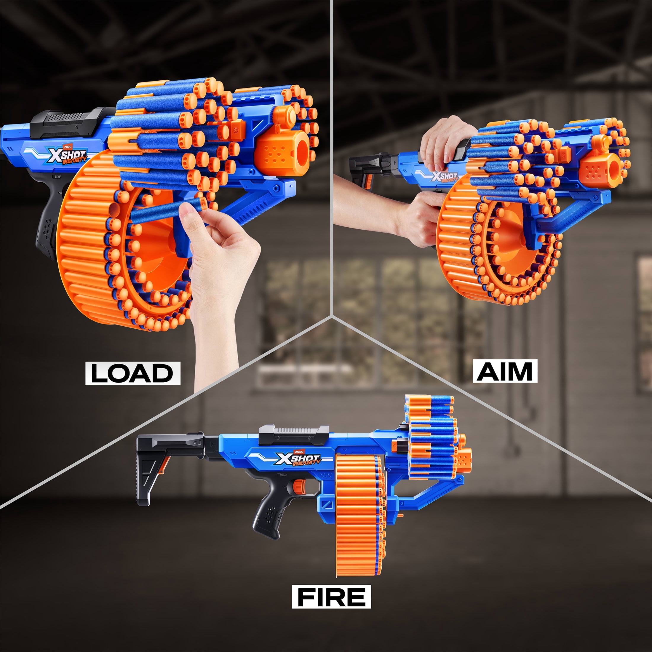 XSHOT Insanity Blitz Hammer by ZURU Outdoor Blaster with 48 Air Pocket Darts for Ages 8+
