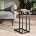 thumbnail image 1 of CorLiving Fort Worth Engineered Wood Narrow Rectangular Indoor Side Table with C-Shaped Steel Base, Brown, 1 of 5