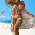 thumbnail image 1 of Women Bikini Set Ins 3 Piece Swimsuits Spaghetti Strap with Long Sleeve Cover Up, 1 of 9