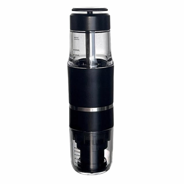 Portable Espresso Maker for Travel & Camping 18 Bar Manual Coffee Machine Compatible with Ground Coffee & Pods Small Hand Press Espresso Coffee Maker for Office, Hiking, RV - Black