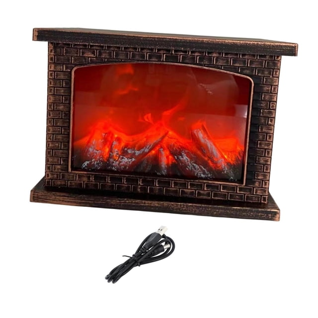 veasfak LED Fireplace Lantern LED Fire Lamp Fake Fireplace Gift Electric Fireplace Light