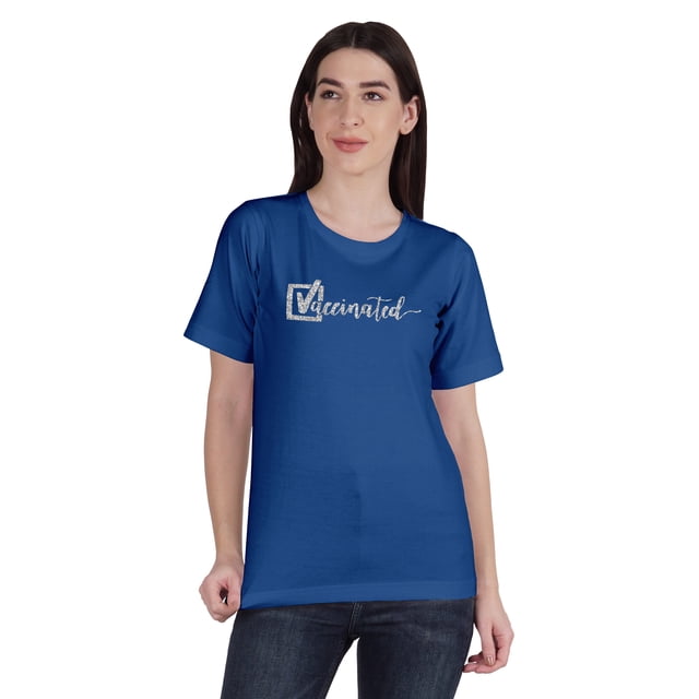 Inkmeso T-shirt à Col Rond Vacciné Pro-Vaccin en Coton pour Femmes