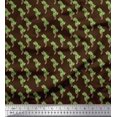 thumbnail image 1 of Soimoi Brown Moss Georgette Fabric Palm Tree Print Fabric by the Yard 44 Inch Wide, 1 of 5