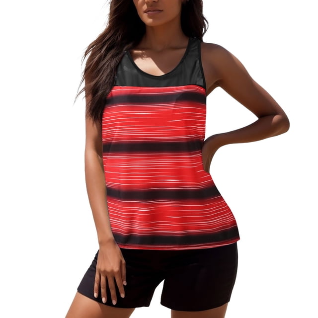 Kcodviy Swimsuits for Women with Short Set Bathing Suit for Women Shorts athletic Two Piece Swimsuit with Underwire Bra Bathing Suits Racerback Tank Sporty Swimsuits for Women with Shorts Tops Swimw