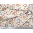 thumbnail image 2 of Soimoi Tissu Crêpe polyester Blanc Imprimé Floral Feuilles & Azalée au Mètre 42 Pouces de Large, 2 of 3