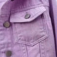 thumbnail image 2 of Hansber Women's 3/4 Sleeve Denim Jacket Coat Basic Button Down Stretch Jacket with Pockets Purple L, 2 of 6