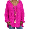 thumbnail image 1 of MAWCLOS Ladies Jumper Tops Winter Warm Sweater Solid Color Pullover Knitwear Work Long Sleeve Knitted Sweaters Rose Red 3XL, 1 of 3