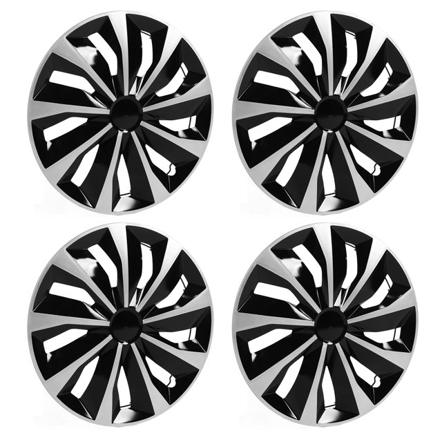 Hubcap Wheel Cover, Black And Silver Hubcap 16in Exterior Decor Stylish For A4