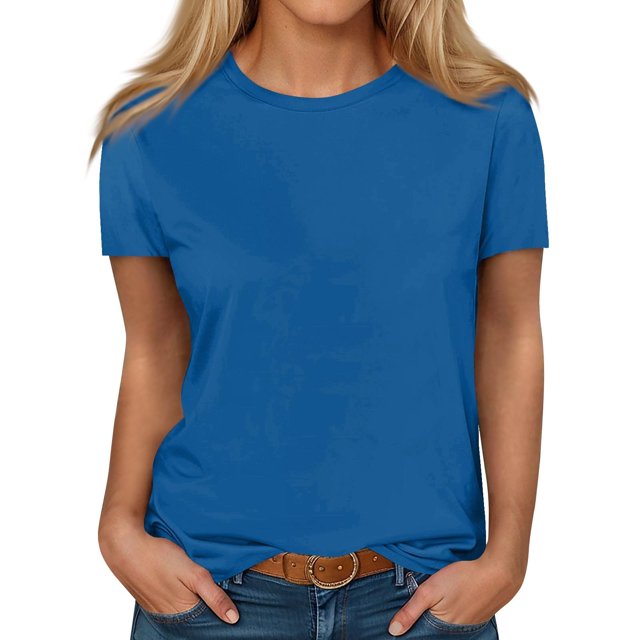 Timegard T-Shirts d'Été pour Femmes à Col Rond, Manches Courtes, Confortables, Basiques, Décontractés, Amples, Blouses