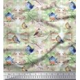 thumbnail image 1 of Soimoi Moss Georgette Fabric Branch & Bird Artistic Print Sewing Fabric Yard 42 Inch Wide, 1 of 3