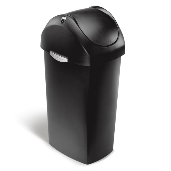 Simplehuman - Poubelle à Couvercle Basculant de 60 Litres / 16 Gallons, Plastique Noir