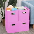 thumbnail image 4 of Aihimol Fabric Cube Storage Bins,11",Cube Organizer Bin with Lid Foldable Storage Boxes with Dual Handles Fabric Organizer Box,Pink, 4 of 6