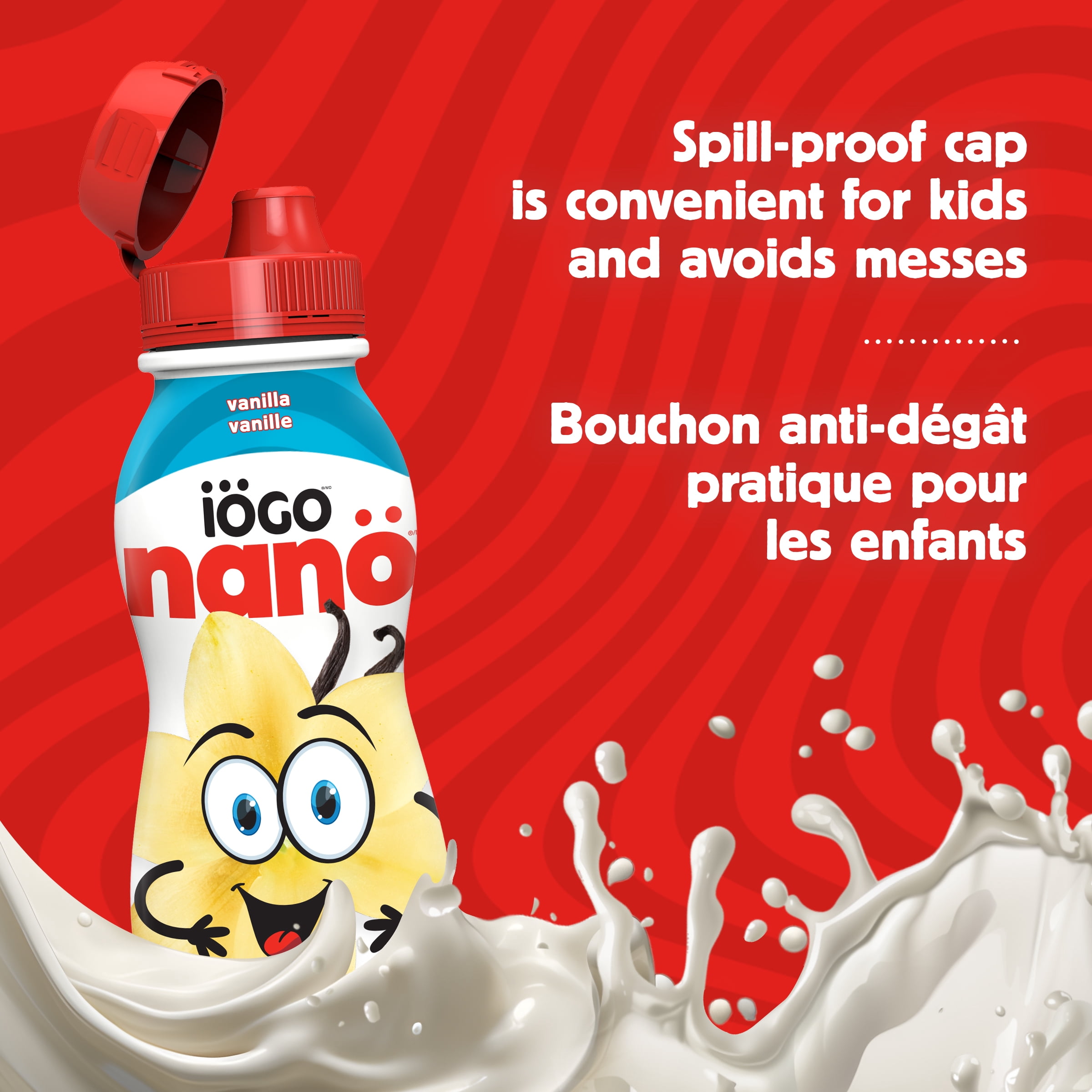 iOGO nano Yogourt à la Vanille en Bouteille,  1% , Yogourt à Boire
