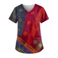 thumbnail image 1 of LSLJS Women's Fashion Short Sleeve V-Neck Tops Working Uniform Printing Pocket Blouse Tops, Womens Plus Scrubs, 1 of 3