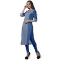 thumbnail image 4 of Moomaya Tunique Droite à Col en V pour Femmes, Manches Roulées, Kurta en Coton Imprimé, 4 of 6