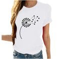 thumbnail image 2 of Meichang T-Shirts Graphiques Tendance pour Femmes Nouveauté Drôle Mignon T-Shirts à Imprimé Pissenlit Décontractés Col Rond Manches Courtes T-Shirts Légers Hauts, 2 of 7