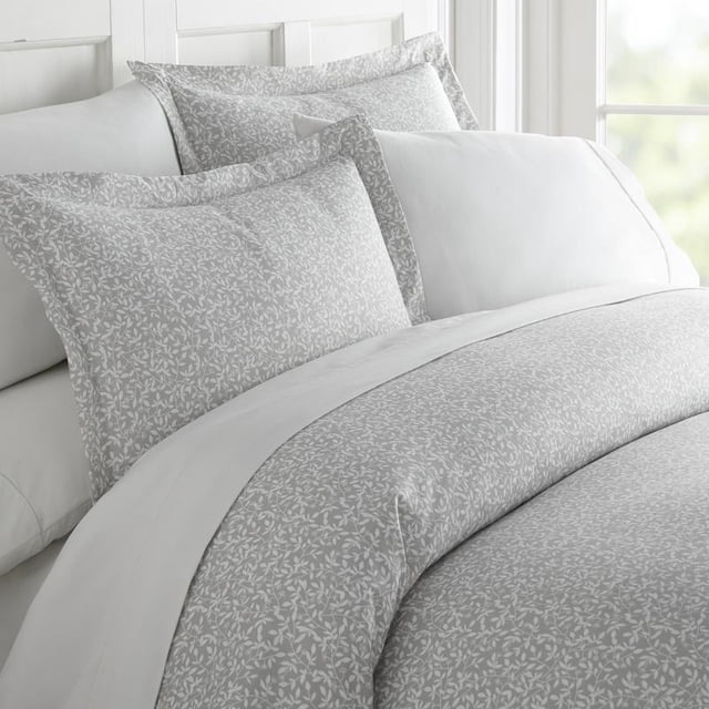 Simply Soft Premium Vine Trellis 3 Piece Duvet Cover Set, King, Gray