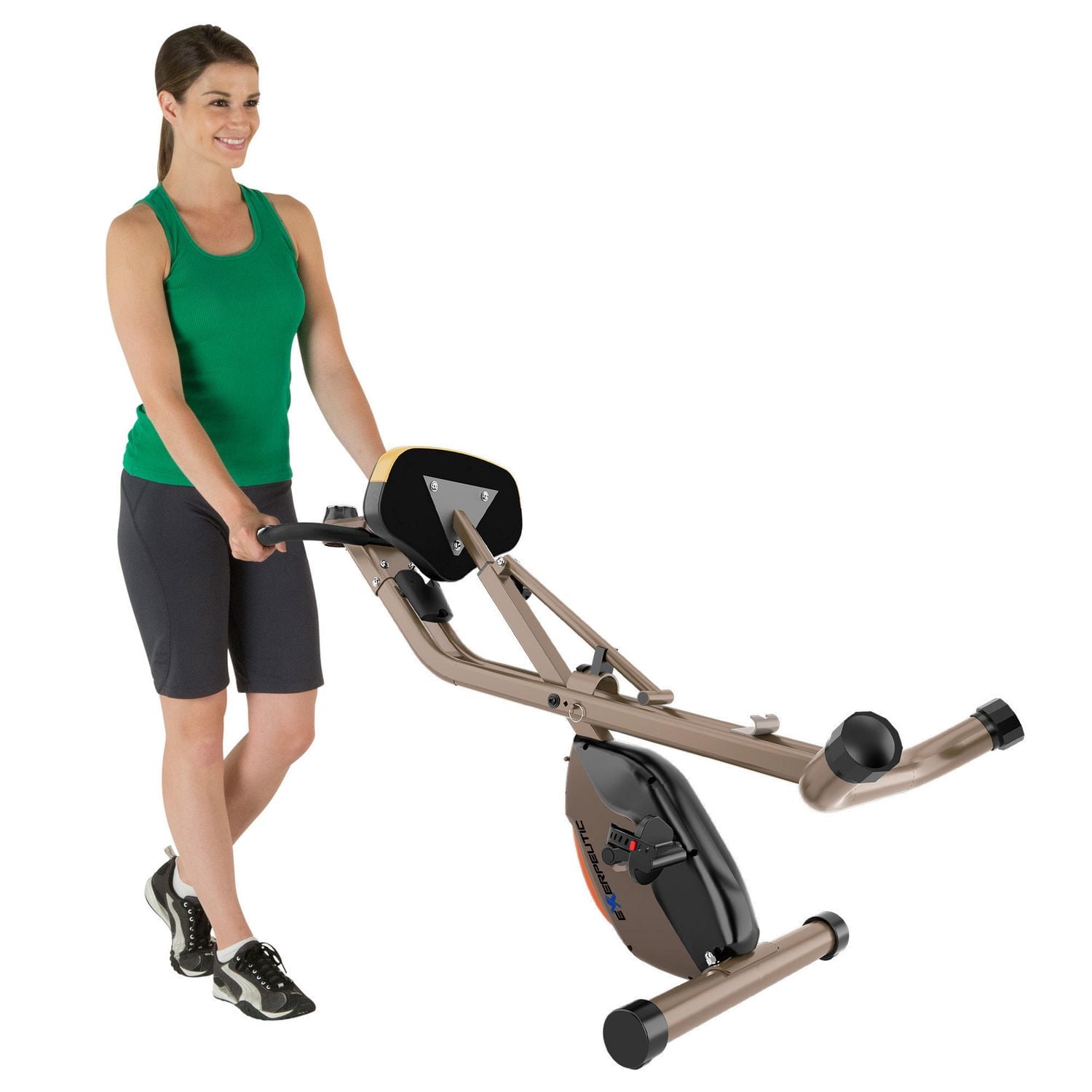 Vélo stationnaire vertical repliable doré à résistance magnétique et capacité de 400 lb 500 XLS d'Exerpeutic