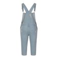 thumbnail image 4 of Pisexur Men Casual Fashion Solid Breast Pocket Denim Ripped Shorts Straight Type Overalls, 4 of 9