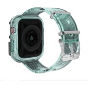 Smart Watch Band for Apple Watch Series 6/SE/5/4/3/2/1 iWatch, Men Women Fashionable Glacier Feeling Stripe Surface Transparent Sport Soft TPU Watch Replacement Band (38mm 40mm) -Green