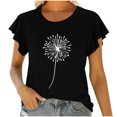 thumbnail image 1 of EGNMCR T-Shirts pour Femmes Mode Femmes Col Rond Manches Courtes T-shirt à Volants Imprimé Hauts Blouse d'Été, 1 of 7