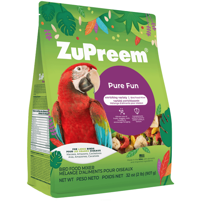 Zupreem Pure Fun Nourriture pour oiseaux de grande taille, sachet refermable de 907 G