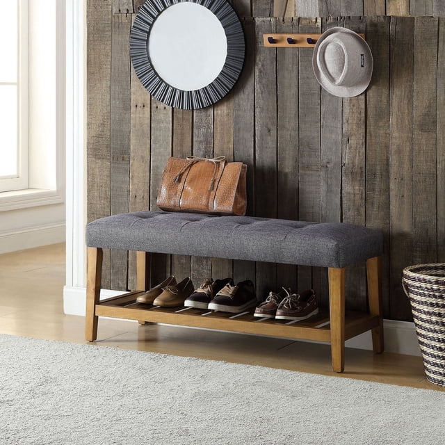 ACME Charla Bench in Gray & Oak