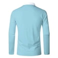 thumbnail image 4 of yievot Chemise à Col à Revers pour Homme à Manches Longues, Couture Bicolore, Mode, Fermeture Éclair, Manches Longues, Polo à Col Rabattu, 4 of 5