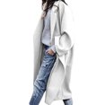thumbnail image 1 of LinYooLi Women‘s Casual Lapel Button Long Solid Color Wool Blend Coat Loose Trench Coat Overcoat, 1 of 5
