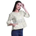 thumbnail image 3 of Moomaya T-Shirt à Col Rond pour Femmes à Manches Évasées, Haut Court en Coton Imprimé, Haut Décontracté, 3 of 4