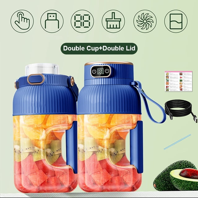 SuChun Glass Bottle Multifunctional Portable Juicer Cup With Digital Display 2024 New Portable Smoothie Portable USB Rechargeable Juice Cup Blue
