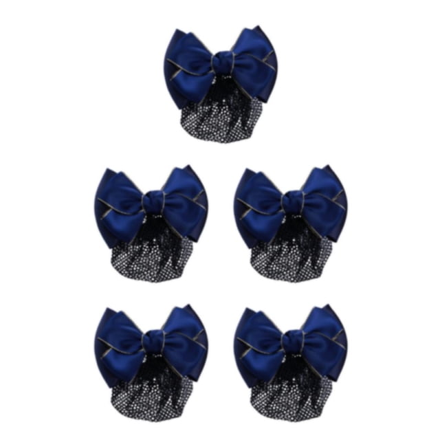 Decodeary Professional Hair Plate Mesh Pocket Practical Snood Net Elegant And Professional Gold rim - Blue 5Set